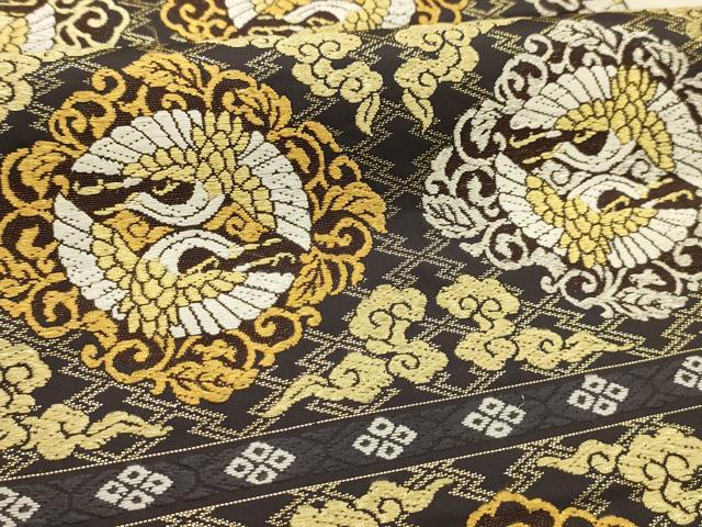 平和屋着物●六通柄袋帯 唐織 双鶴文 金糸 正絹 逸品 AABJ7522sx