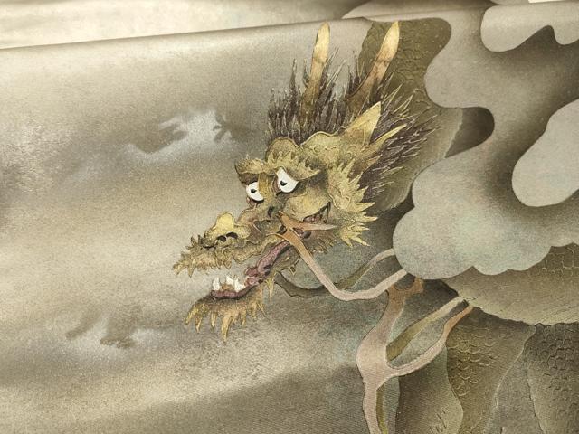 平和屋着物●友禅作家 大槻純 太鼓柄袋帯 螺鈿 龍 金彩 引箔 さが美扱い 正絹 逸品 AABJ7525sx