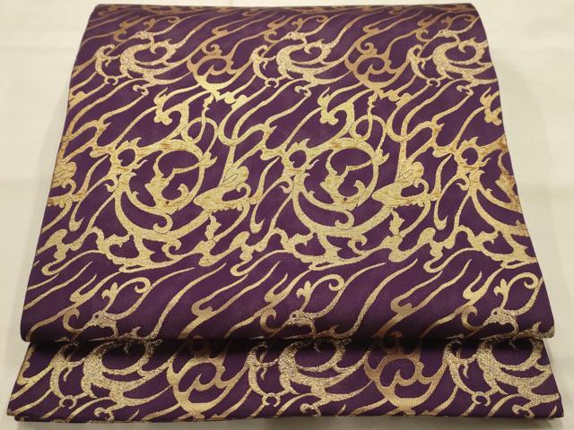 平和屋着物●全通柄九寸開き名古屋帯 鳳凰 金糸 正絹 逸品 AABJ7535sx