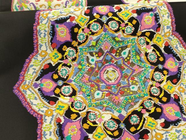 平和屋着物●六通柄袋帯 唐織 正倉院花文 黒地 金銀糸 正絹 逸品 AABJ7540sx