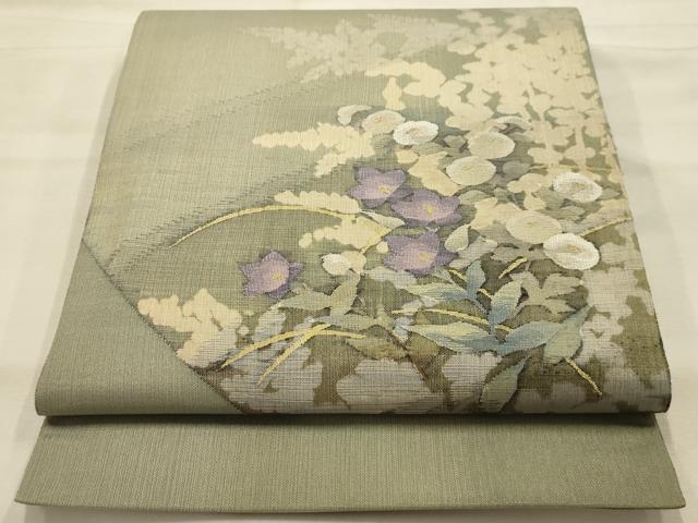 平和屋着物●太鼓柄袋帯 草花文 金糸 やまと誂製 正絹 逸品 AABJ7547sx
