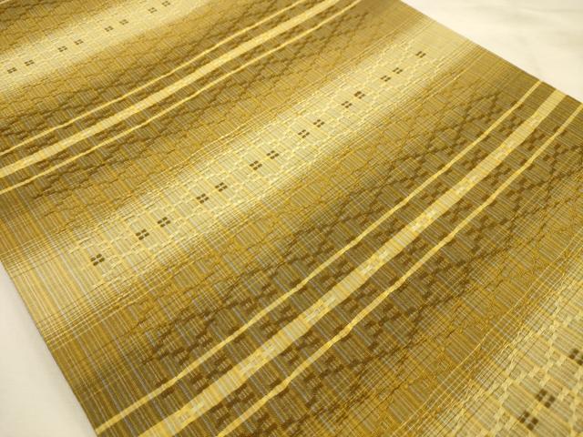平和屋着物●両面全通柄袋帯 花々織 横段文 証紙付き 正絹 逸品 未使用 AABJ7551sx