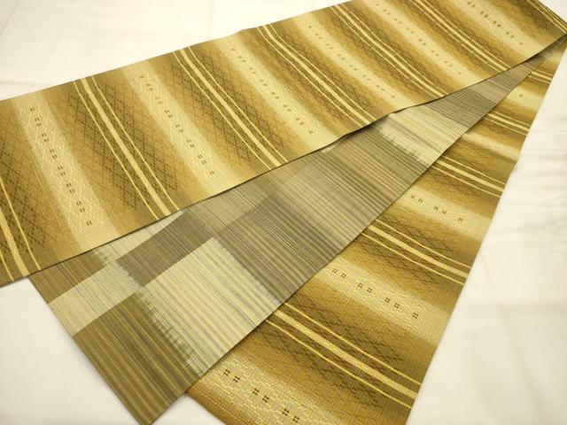 平和屋着物●両面全通柄袋帯 花々織 横段文 証紙付き 正絹 逸品 未使用 AABJ7551sx