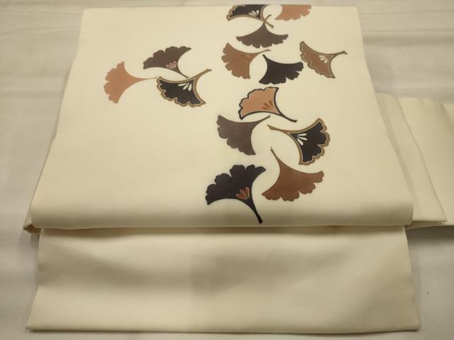 平和屋着物●塩瀬 ワンタッチつけ帯 銀杏 金彩 正絹 逸品 AABJ7560sx