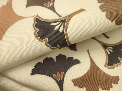 平和屋着物●塩瀬 ワンタッチつけ帯 銀杏 金彩 正絹 逸品 AABJ7560sx