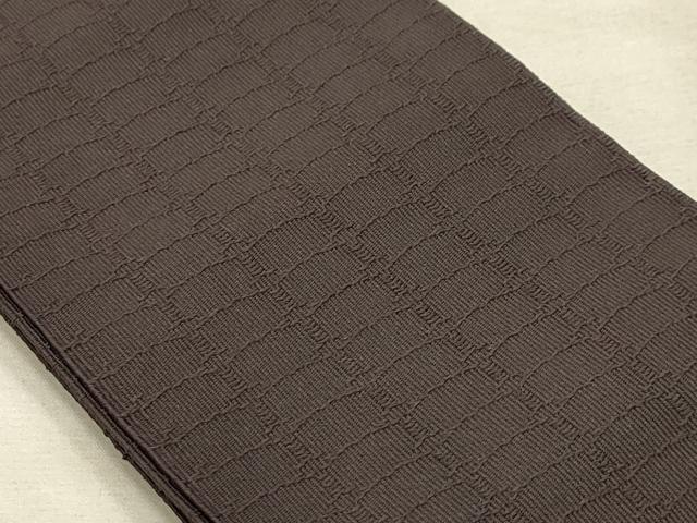 平和屋着物●男性 角帯 手織綴れ 黒橡色 共箱付き 正絹 逸品 AABJ7575sx