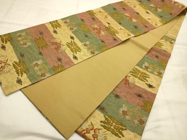 平和屋着物●六通柄袋帯 双鳥花文 金銀糸 正絹 逸品 AABJ7584sx