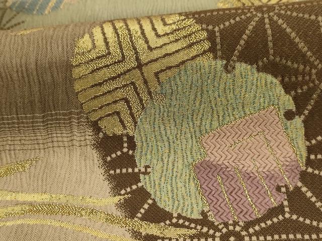 平和屋着物●両面 六通柄袋帯 唐織 夜羅香織 草木染 金糸 正絹 逸品 未使用 AABJ7591sx