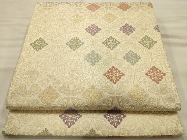 平和屋着物●六通柄袋帯 唐織 七宝花文 金糸 正絹 逸品 AABJ7594sx