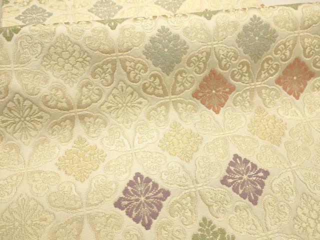 平和屋着物●六通柄袋帯 唐織 七宝花文 金糸 正絹 逸品 AABJ7594sx