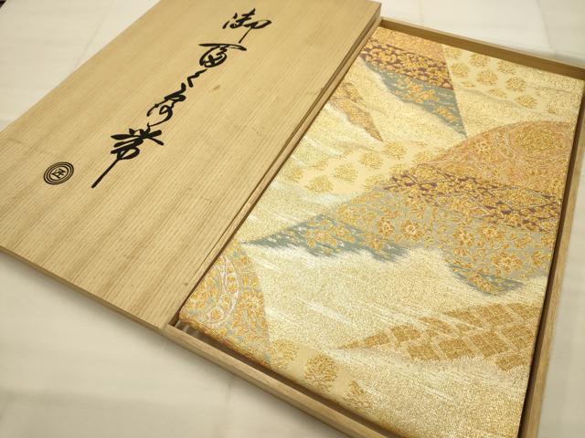 平和屋本店●六通柄袋帯 名物裂 金糸 共箱付き 正絹 逸品 AABJ7610sx
