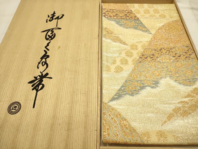 平和屋本店●六通柄袋帯 名物裂 金糸 共箱付き 正絹 逸品 AABJ7610sx