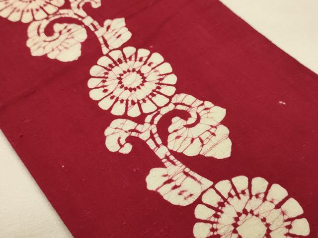 平和屋着物●両面 半幅帯 花唐草文 綿 逸品 AABJ7615sx