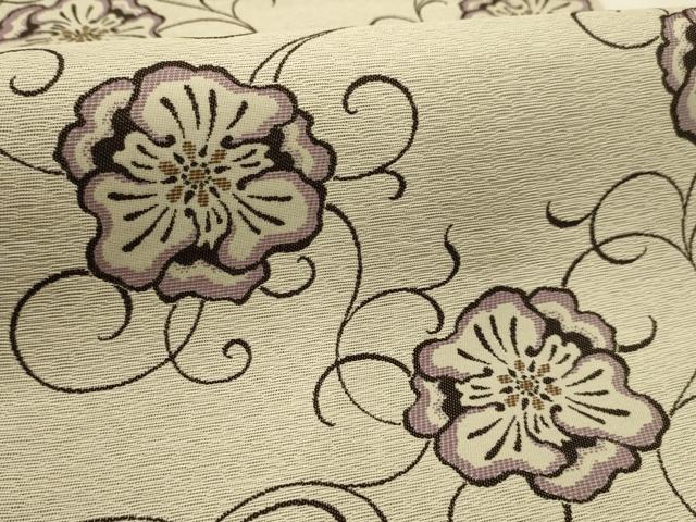 平和屋着物●六通柄袋帯 花唐草文 柿渋染 正絹 逸品 AABJ7632sx
