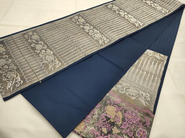 平和屋着物●京の名門 じゅらく謹製 帝王紫(古代帝王紫) 六通柄袋帯 ラスター彩馬人文 金銀糸 引箔 正絹 逸品 AABJ7639sx