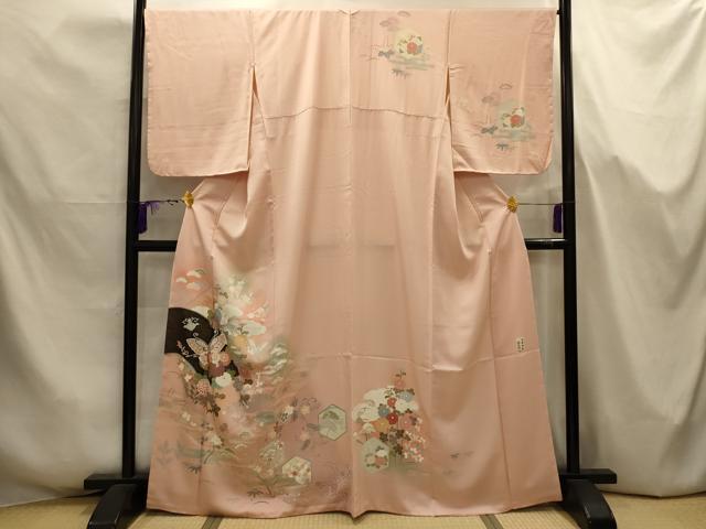 平和屋着物■訪問着 松竹梅飛鶴花蝶文 暈し染め 金銀彩 正絹 逸品 AABJ7657sx