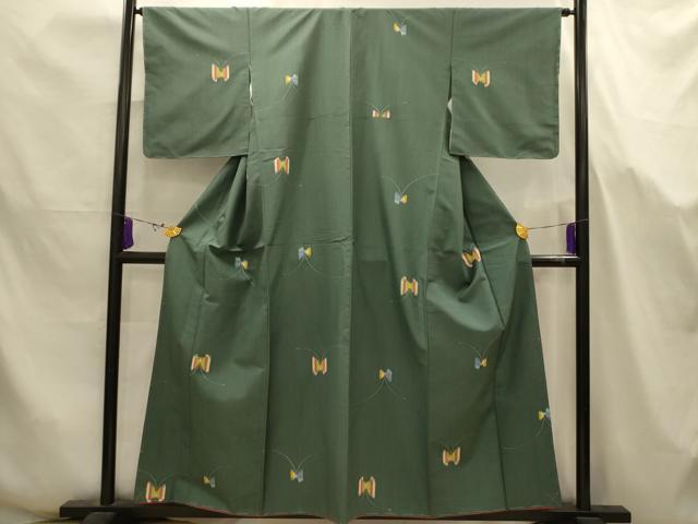 平和屋着物■上質な紬 舞蝶文 正絹 逸品 AABJ7661sx
