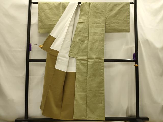 平和屋着物■上質な紬 幾何学文様 正絹 逸品 AABJ7664sx