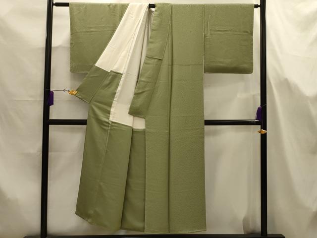 平和屋着物■上質な色無地 舞葉地紋 柳茶色 正絹 逸品 AABJ7681sx
