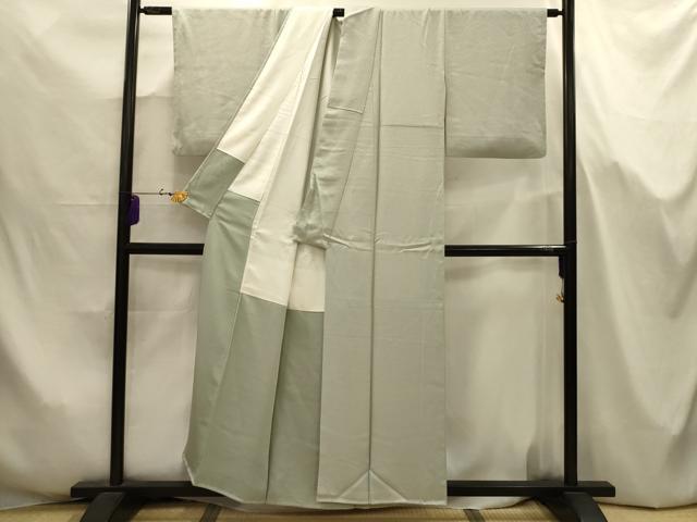 平和屋着物■上質な色無地 紋意匠 白緑色 正絹 逸品 AABJ7682sx