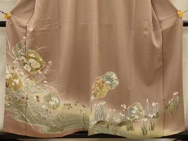 平和屋着物■豪華色留袖 駒刺繍 流水花籬文 暈し染め 金彩 正絹 逸品 AABJ7684sx