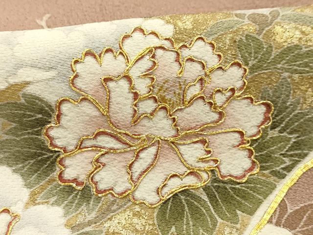 平和屋着物■豪華色留袖 駒刺繍 流水花籬文 暈し染め 金彩 正絹 逸品 AABJ7684sx