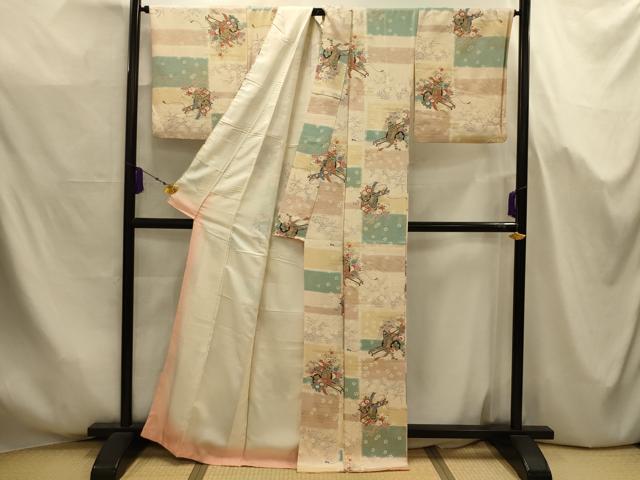 平和屋着物■上質な小紋 御所車花文 金彩 正絹 逸品 AABJ7697sx