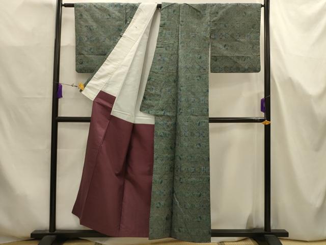 平和屋着物■上質な紬 菱文 正絹 逸品 AABJ7700sx