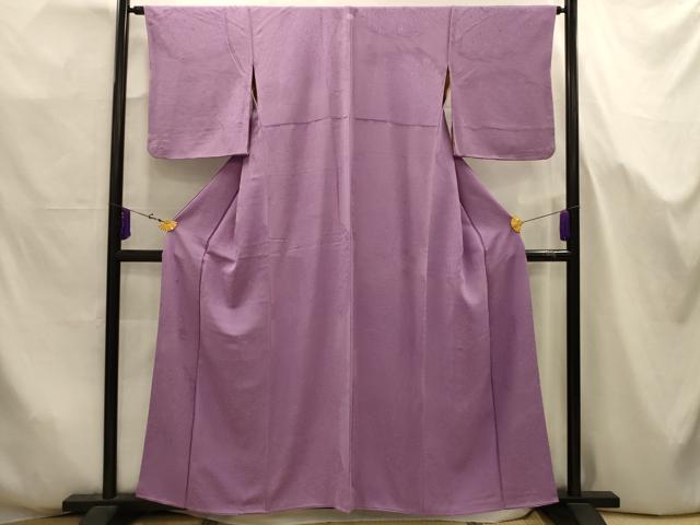 平和屋着物■上質な色無地 孔雀地紋 浅紫色 正絹 逸品 AABJ7703sx