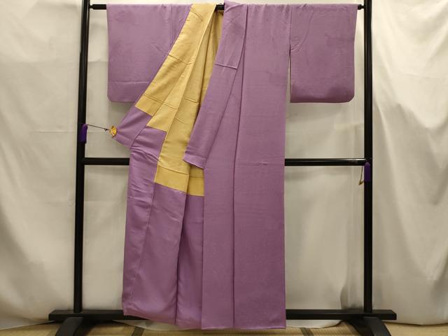 平和屋着物■上質な色無地 孔雀地紋 浅紫色 正絹 逸品 AABJ7703sx