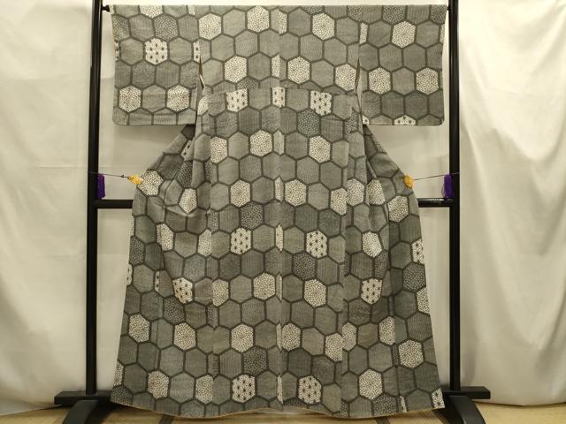 平和屋着物■上質な小紋 亀甲花文 正絹 逸品 AABJ7705sx