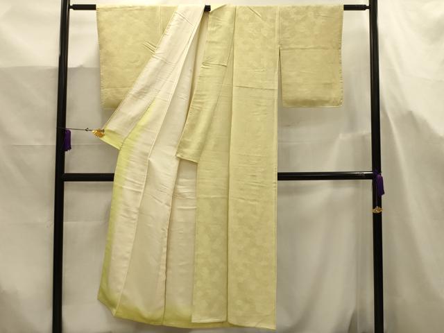平和屋着物■上質な色無地 菊地紋 淡黄色 正絹 逸品 AABJ7706sx