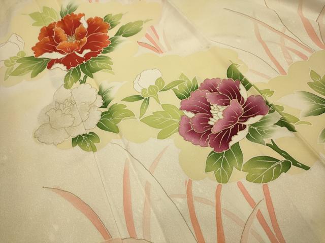 平和屋着物■訪問着 刺繍 草花文 暈し染め 金糸 金彩 正絹 逸品 AABJ7710sx