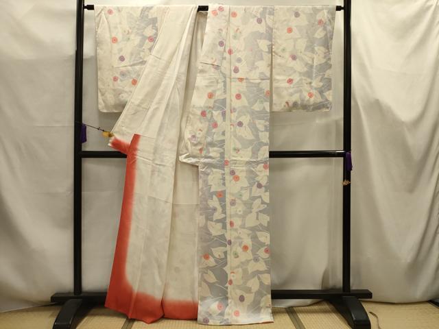 平和屋着物■上質な小紋 草花文 暈し染め 正絹 逸品 AABJ7720sx