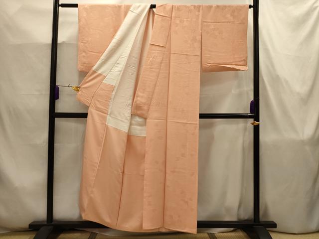 平和屋着物■上質な色無地 草花地紋 洒落柿色 正絹 逸品 AABJ7736sx