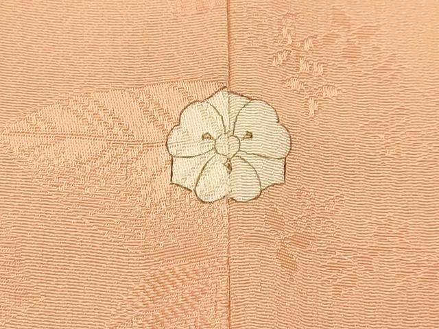 平和屋着物■上質な色無地 草花地紋 洒落柿色 正絹 逸品 AABJ7736sx