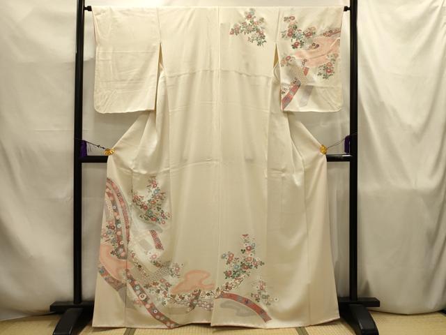 平和屋着物■訪問着 絞り 刺繍 鬘帯花文 銀彩 正絹 逸品 AABJ7740sx