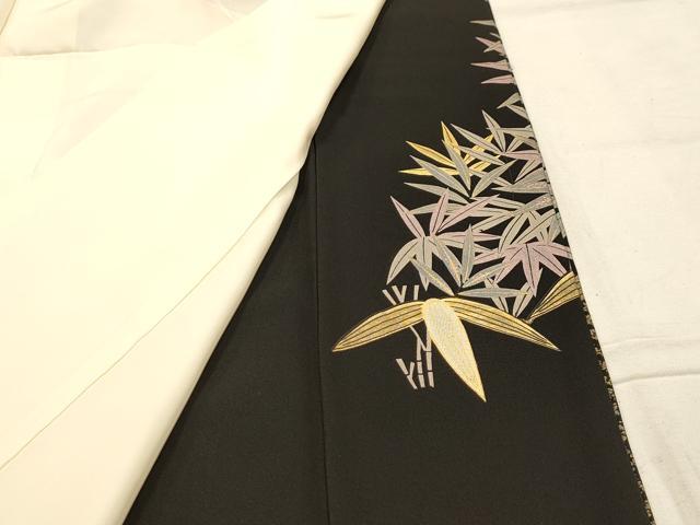 平和屋着物■豪華黒留袖 飛鶴文 金銀彩 正絹 逸品 AABJ7744sx