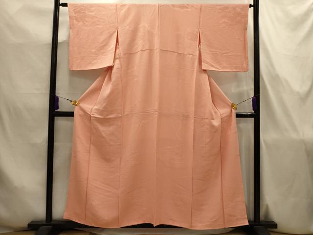 平和屋着物■上質な色無地 雲取り風景地紋 一斤染色 正絹 逸品 AABJ7745sx