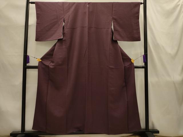 平和屋着物■上質な色無地 紋意匠 紫鳶色 正絹 逸品 AABJ7746sx