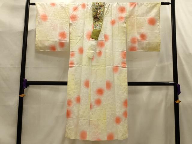 平和屋着物■長襦袢 袷 舞花文 暈し染め 半衿刺繍 正絹 逸品 AABJ7753sx