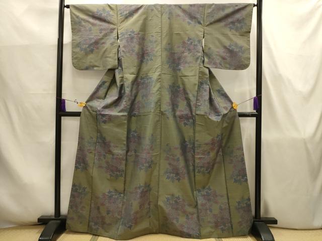 平和屋着物■本場大島紬 草花文 正絹 逸品 AABJ7760sx