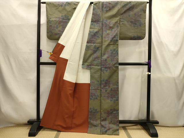 平和屋着物■本場大島紬 草花文 正絹 逸品 AABJ7760sx