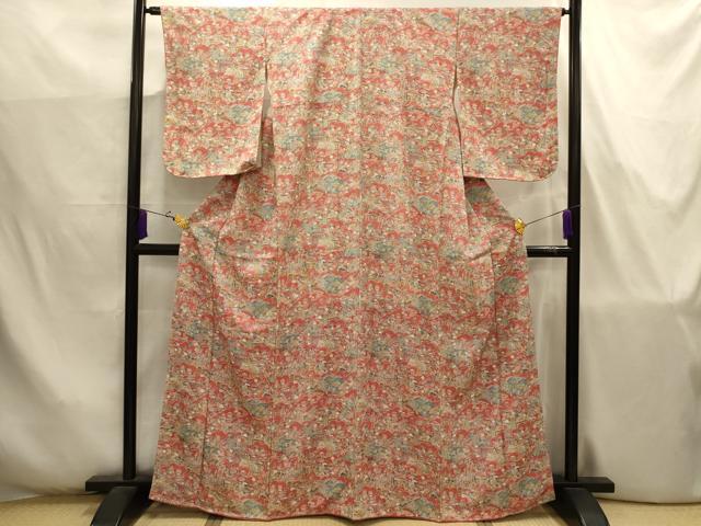 平和屋着物■上質な小紋 松竹梅風景文 正絹 逸品 AABJ7761sx