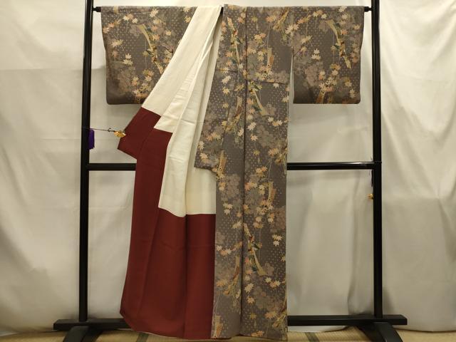 平和屋着物■上質な小紋 花鳥短冊文 正絹 逸品 AABJ7773sx