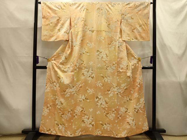 平和屋着物■上質な小紋 草花文 暈し染め 正絹 逸品 AABJ7775sx