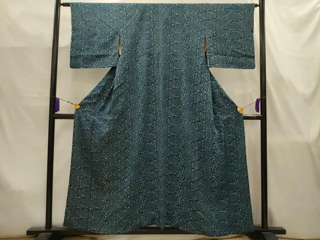 平和屋着物■上質な小紋 型染め 花唐草文 正絹 逸品 AABJ7776sx