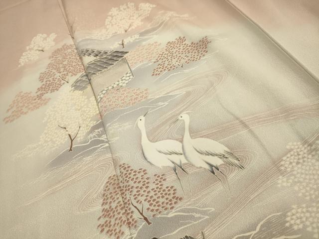 平和屋着物■訪問着 流水花鳥文 暈し染め 正絹 逸品 AABJ7785sx