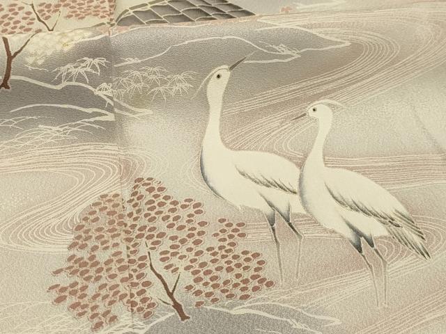 平和屋着物■訪問着 流水花鳥文 暈し染め 正絹 逸品 AABJ7785sx