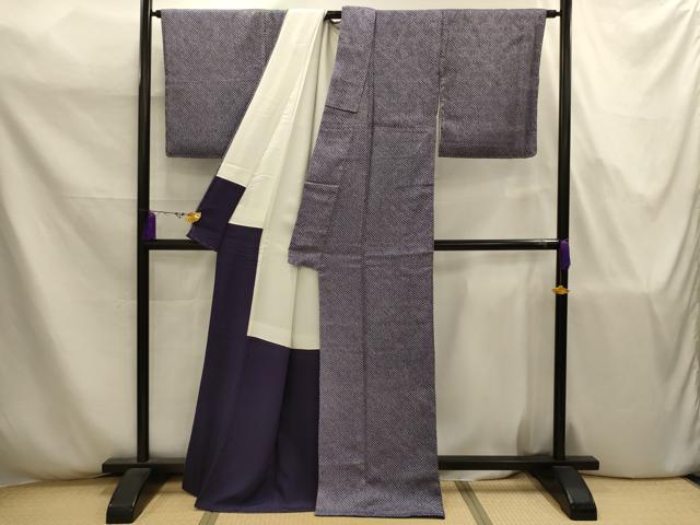 平和屋着物■大変加工の良い総絞り小紋 手絞り 反端付き 正絹 逸品 AABJ7791sx